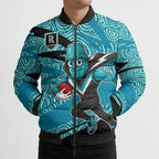 Port Adelaide Australian Football Bomber Puffer Jacket Power Hero Mascot With Indigenous Pattern Art