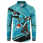 Port Adelaide Australian Football Button Sweatshirt Power Hero Mascot With Indigenous Pattern Art