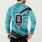 Port Adelaide Australian Football Button Sweatshirt Power Hero Mascot With Indigenous Pattern Art