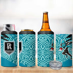Port Adelaide Australian Football 4 in 1 Can Cooler Tumbler Power Hero Mascot With Indigenous Pattern Art