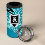 Port Adelaide Australian Football 4 in 1 Can Cooler Tumbler Power Hero Mascot With Indigenous Pattern Art