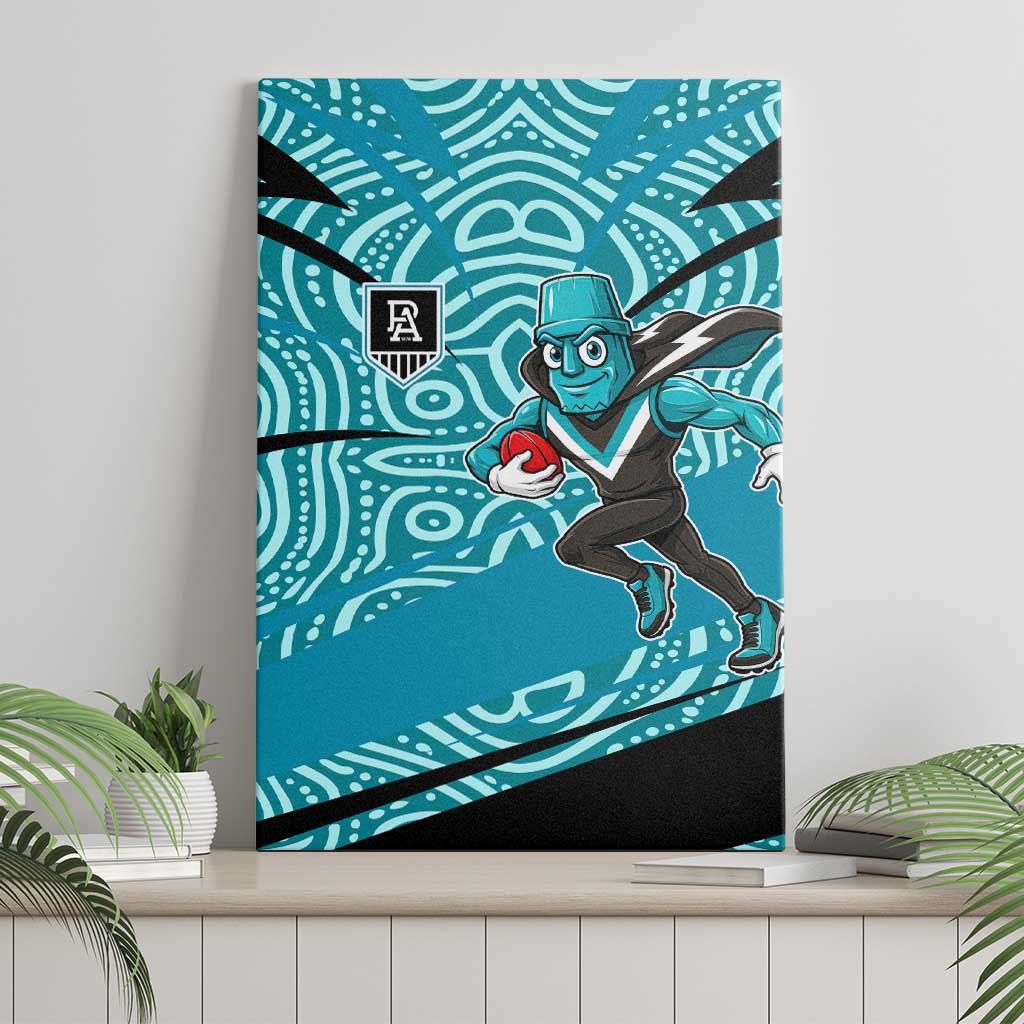 Port Adelaide Australian Football Canvas Wall Art Power Hero Mascot With Indigenous Pattern Art