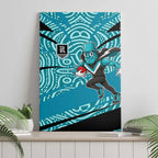 Port Adelaide Australian Football Canvas Wall Art Power Hero Mascot With Indigenous Pattern Art