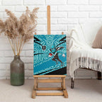 Port Adelaide Australian Football Canvas Wall Art Power Hero Mascot With Indigenous Pattern Art