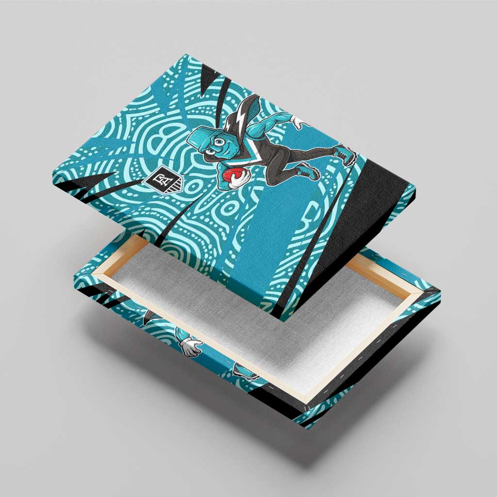 Port Adelaide Australian Football Canvas Wall Art Power Hero Mascot With Indigenous Pattern Art