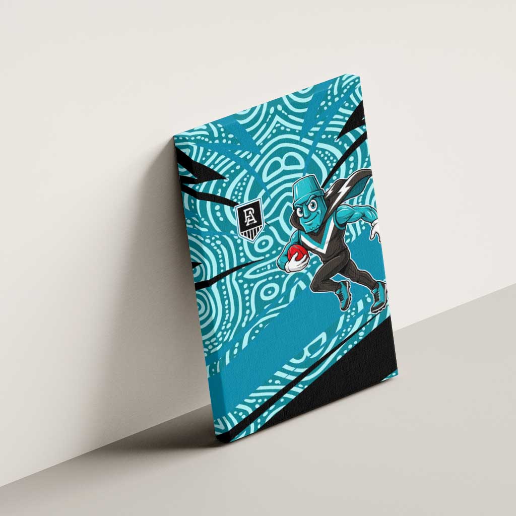 Port Adelaide Australian Football Canvas Wall Art Power Hero Mascot With Indigenous Pattern Art