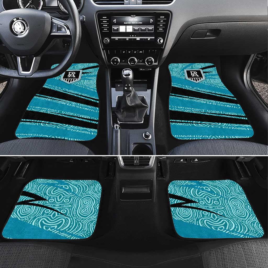 Port Adelaide Australian Football Car Mats Power Hero Mascot With Indigenous Pattern Art