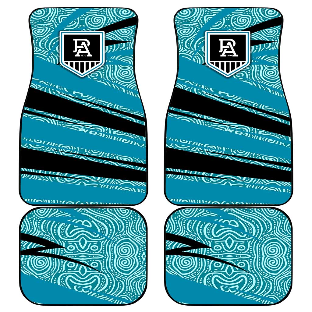 Port Adelaide Australian Football Car Mats Power Hero Mascot With Indigenous Pattern Art
