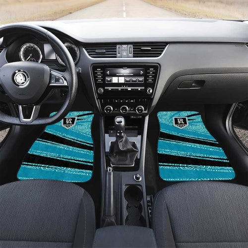 Port Adelaide Australian Football Car Mats Power Hero Mascot With Indigenous Pattern Art