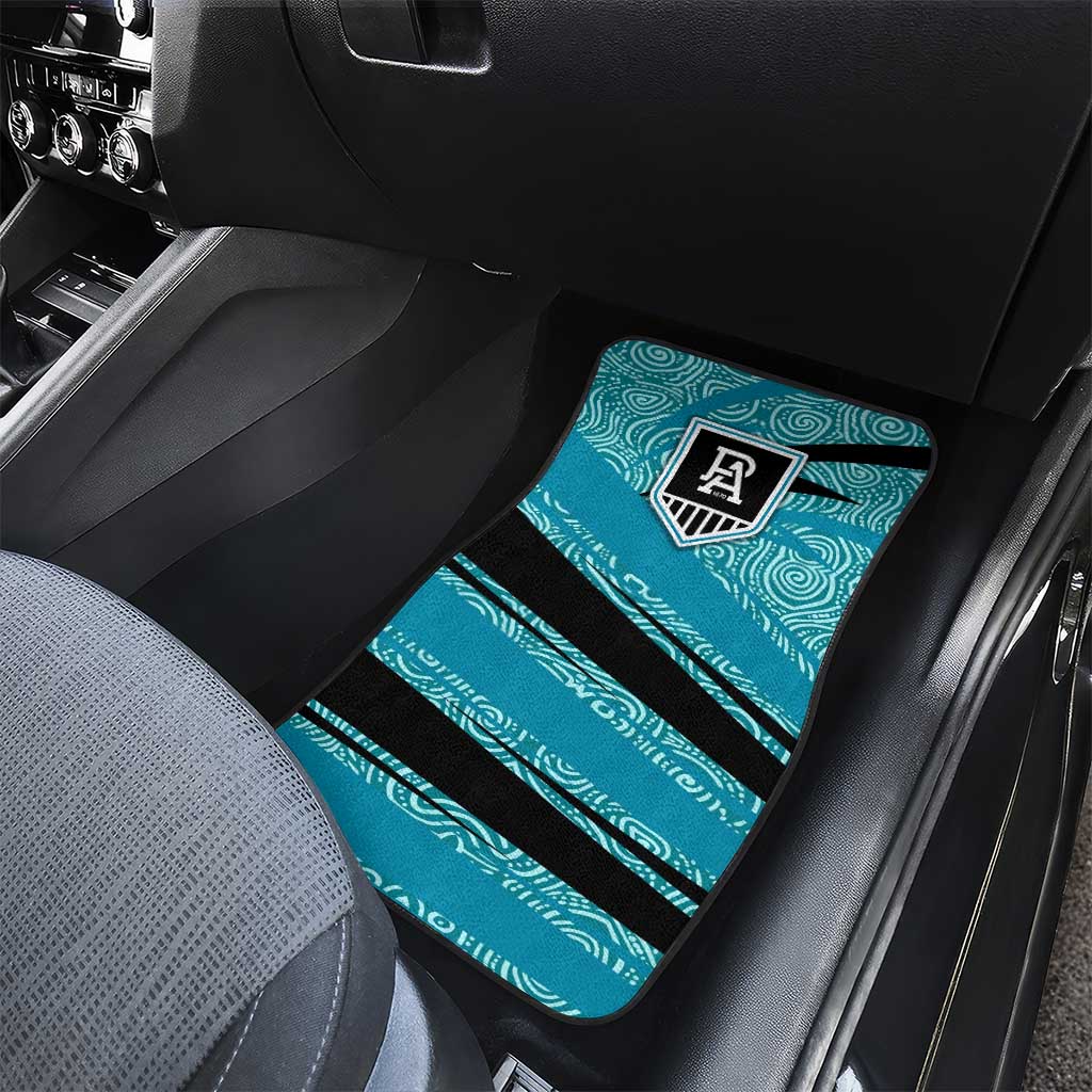 Port Adelaide Australian Football Car Mats Power Hero Mascot With Indigenous Pattern Art