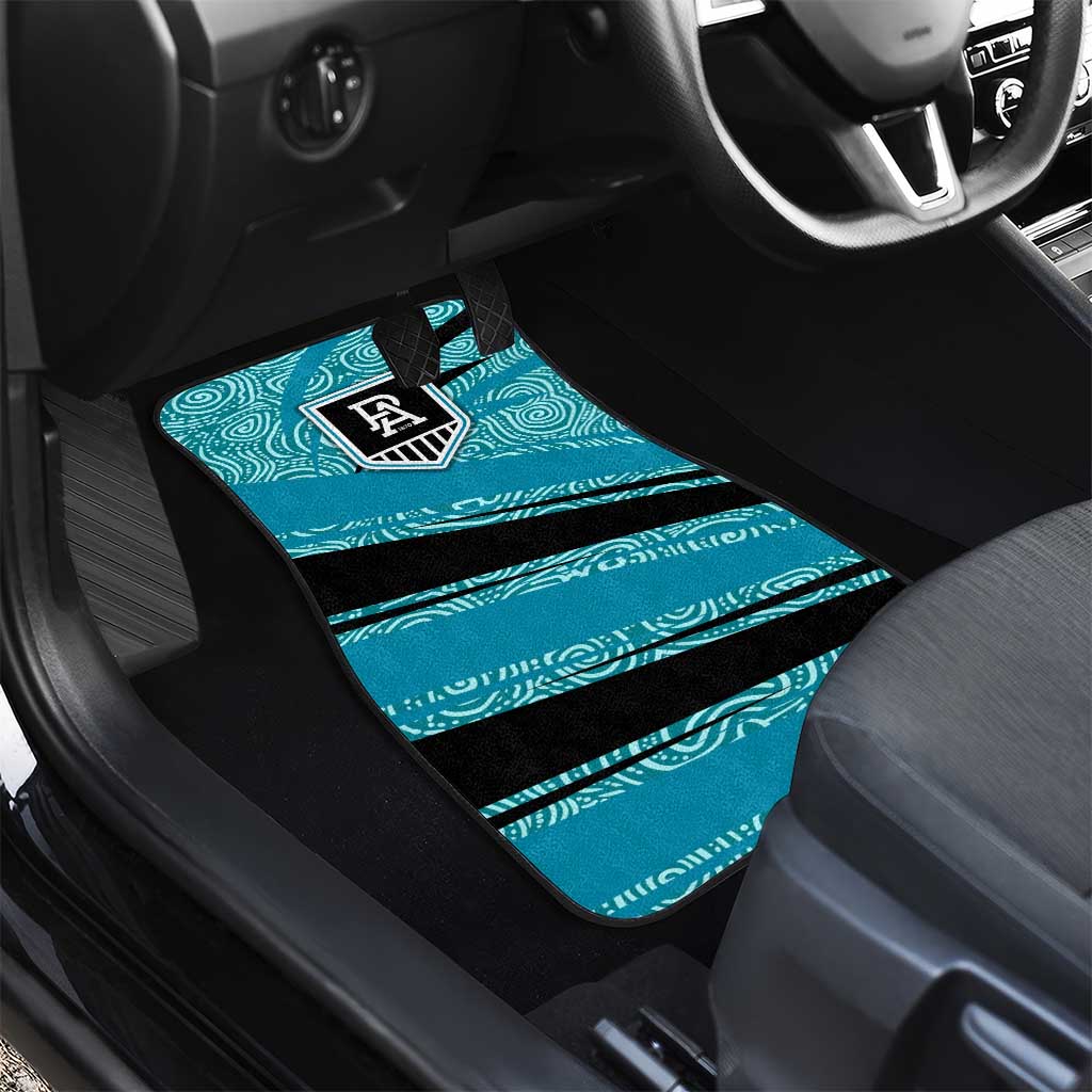 Port Adelaide Australian Football Car Mats Power Hero Mascot With Indigenous Pattern Art