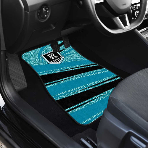 Port Adelaide Australian Football Car Mats Power Hero Mascot With Indigenous Pattern Art