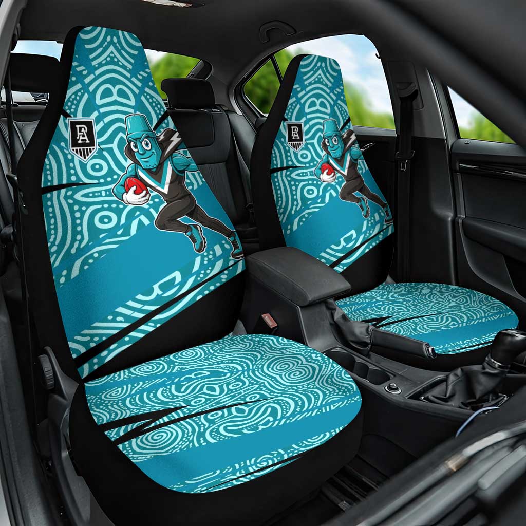 Port Adelaide Australian Football Car Seat Cover Power Hero Mascot With Indigenous Pattern Art