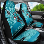 Port Adelaide Australian Football Car Seat Cover Power Hero Mascot With Indigenous Pattern Art