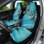 Port Adelaide Australian Football Car Seat Cover Power Hero Mascot With Indigenous Pattern Art