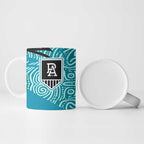 Port Adelaide Australian Football Ceramic Mug Power Hero Mascot With Indigenous Pattern Art