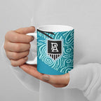 Port Adelaide Australian Football Ceramic Mug Power Hero Mascot With Indigenous Pattern Art