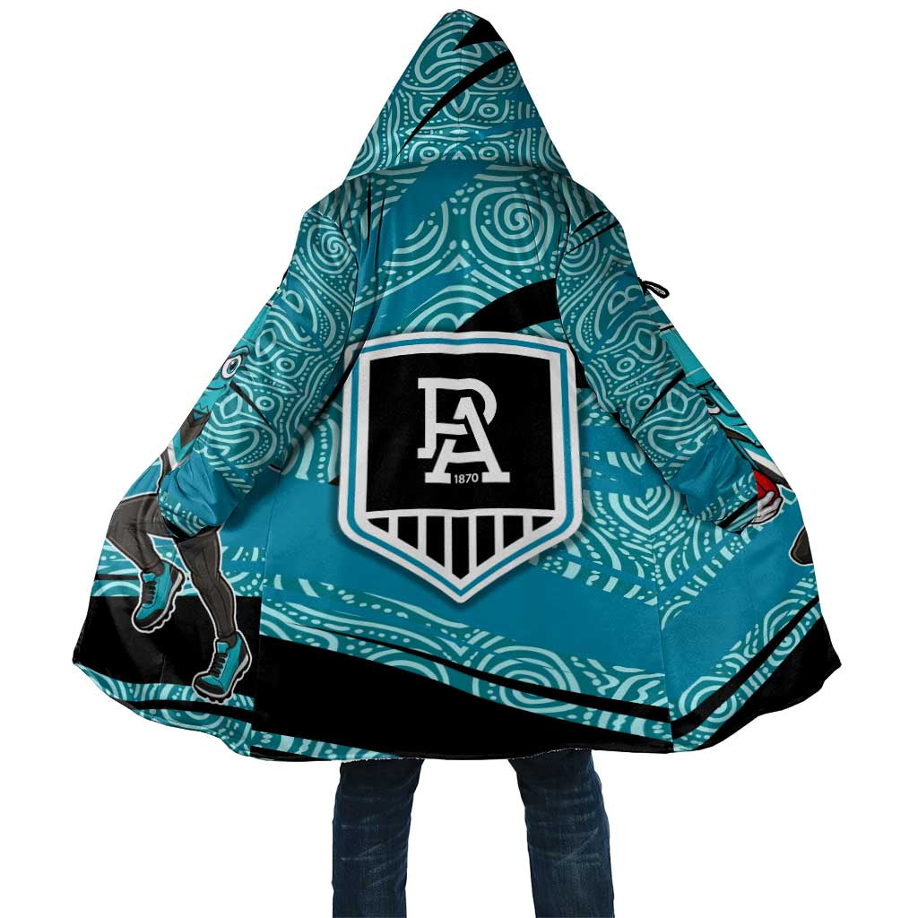 Port Adelaide Australian Football Cloak Power Hero Mascot With Indigenous Pattern Art