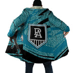 Port Adelaide Australian Football Cloak Power Hero Mascot With Indigenous Pattern Art