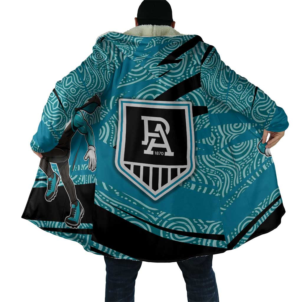 Port Adelaide Australian Football Cloak Power Hero Mascot With Indigenous Pattern Art