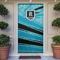 Port Adelaide Australian Football Door Cover Power Hero Mascot With Indigenous Pattern Art