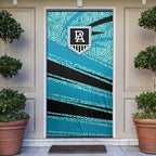 Port Adelaide Australian Football Door Cover Power Hero Mascot With Indigenous Pattern Art