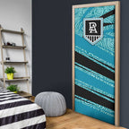 Port Adelaide Australian Football Door Cover Power Hero Mascot With Indigenous Pattern Art