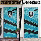 Port Adelaide Australian Football Door Cover Power Hero Mascot With Indigenous Pattern Art