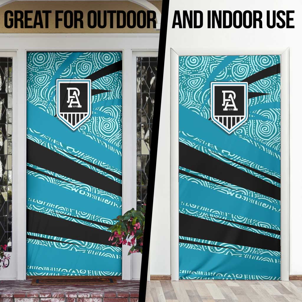 Port Adelaide Australian Football Door Cover Power Hero Mascot With Indigenous Pattern Art