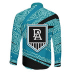 Port Adelaide Australian Football Family Matching Mermaid Dress and Hawaiian Shirt Power Hero Mascot With Indigenous Pattern Art
