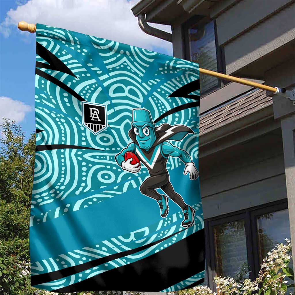 Port Adelaide Australian Football Garden Flag Power Hero Mascot With Indigenous Pattern Art