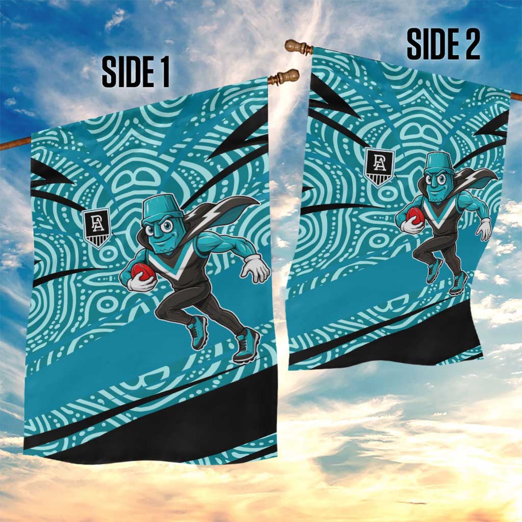 Port Adelaide Australian Football Garden Flag Power Hero Mascot With Indigenous Pattern Art