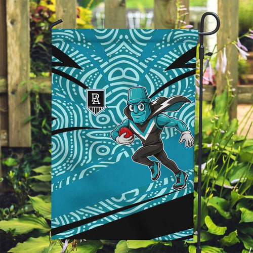 Port Adelaide Australian Football Garden Flag Power Hero Mascot With Indigenous Pattern Art