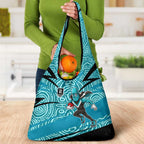 Port Adelaide Australian Football Grocery Bag Power Hero Mascot With Indigenous Pattern Art