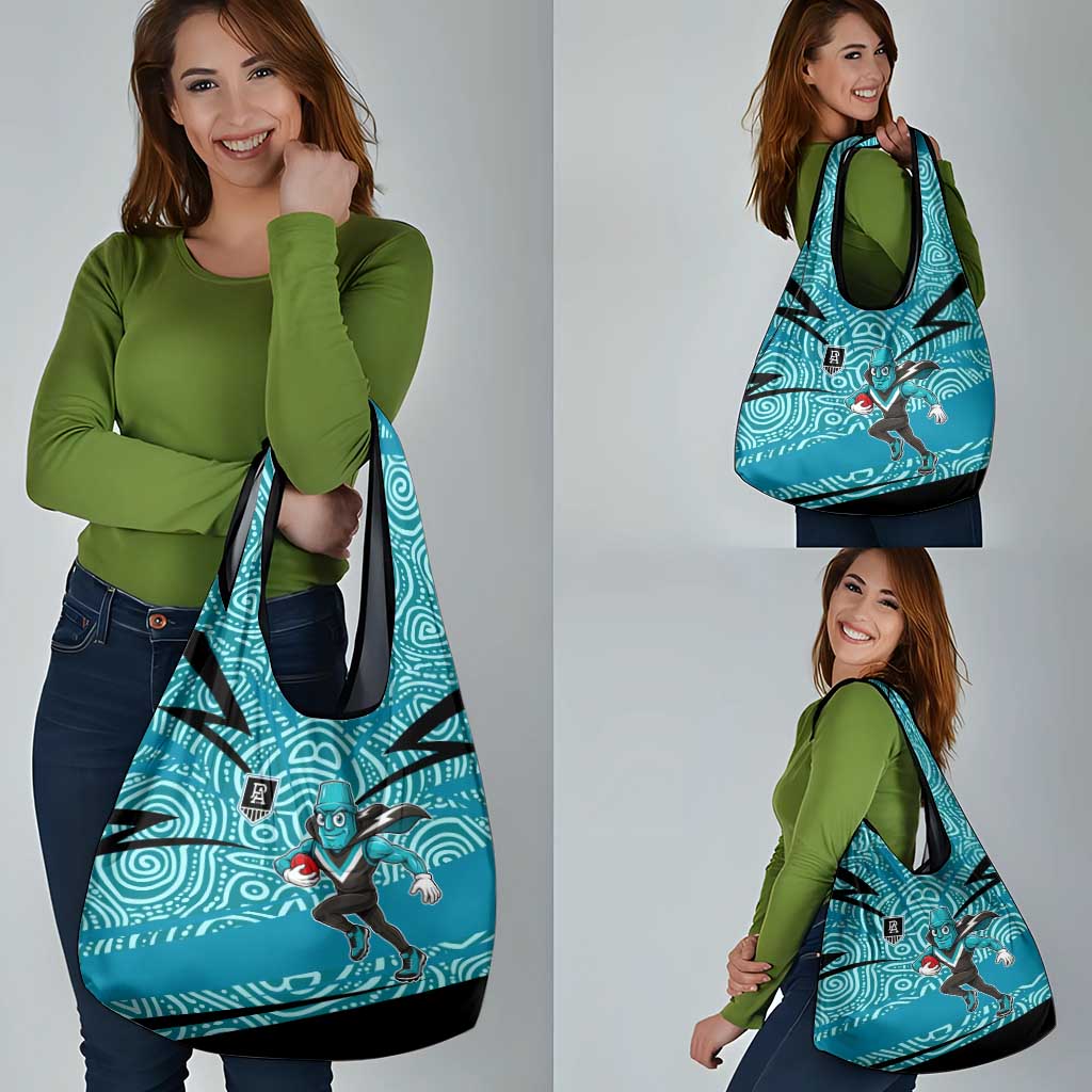Port Adelaide Australian Football Grocery Bag Power Hero Mascot With Indigenous Pattern Art