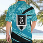 Port Adelaide Australian Football Hawaiian Shirt Power Hero Mascot With Indigenous Pattern Art