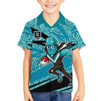 Port Adelaide Australian Football Hawaiian Shirt Power Hero Mascot With Indigenous Pattern Art