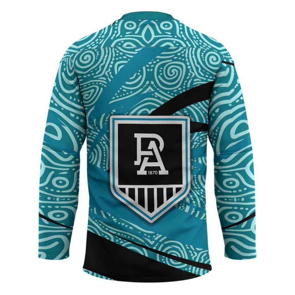 Port Adelaide Australian Football Hockey Jersey Power Hero Mascot With Indigenous Pattern Art