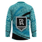 Port Adelaide Australian Football Hockey Jersey Power Hero Mascot With Indigenous Pattern Art