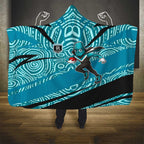 Port Adelaide Australian Football Hooded Blanket Power Hero Mascot With Indigenous Pattern Art