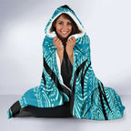 Port Adelaide Australian Football Hooded Blanket Power Hero Mascot With Indigenous Pattern Art