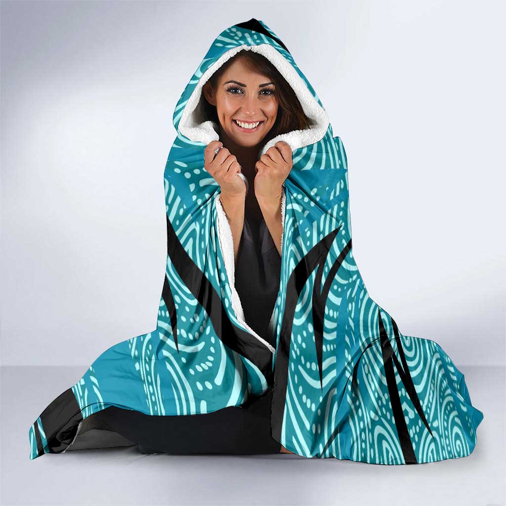 Port Adelaide Australian Football Hooded Blanket Power Hero Mascot With Indigenous Pattern Art