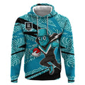Port Adelaide Australian Football Hoodie Power Hero Mascot With Indigenous Pattern Art