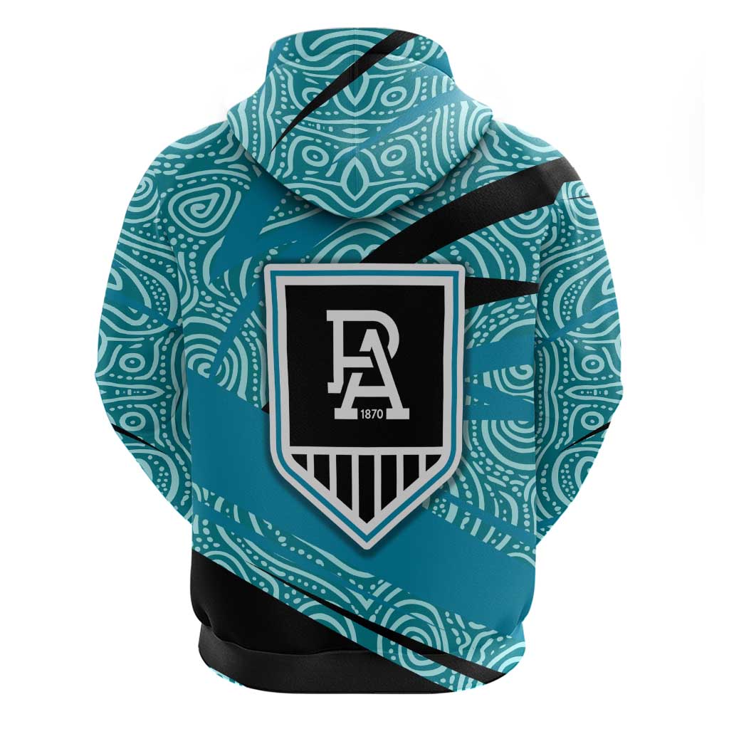 Port Adelaide Australian Football Hoodie Power Hero Mascot With Indigenous Pattern Art
