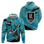 Port Adelaide Australian Football Hoodie Power Hero Mascot With Indigenous Pattern Art
