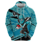 Port Adelaide Australian Football Hoodie Power Hero Mascot With Indigenous Pattern Art