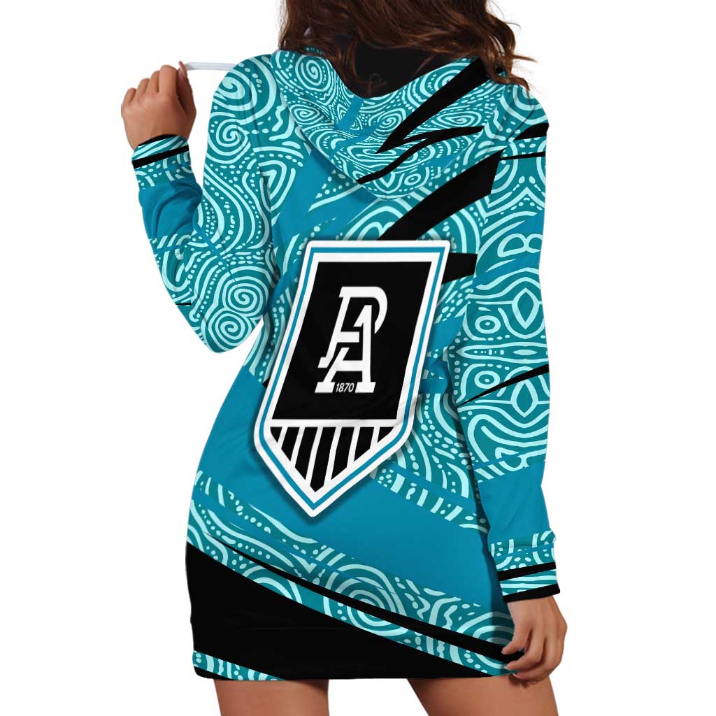 Port Adelaide Australian Football Hoodie Dress Power Hero Mascot With Indigenous Pattern Art
