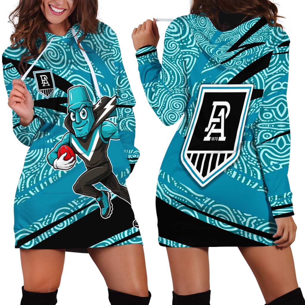 Port Adelaide Australian Football Hoodie Dress Power Hero Mascot With Indigenous Pattern Art