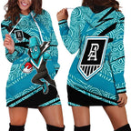 Port Adelaide Australian Football Hoodie Dress Power Hero Mascot With Indigenous Pattern Art
