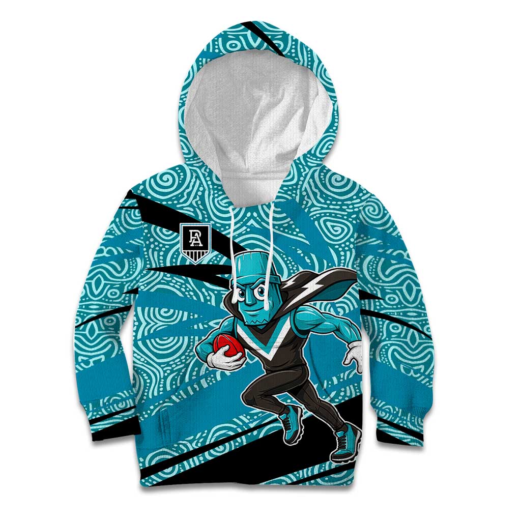 Port Adelaide Australian Football Kid Hoodie Power Hero Mascot With Indigenous Pattern Art